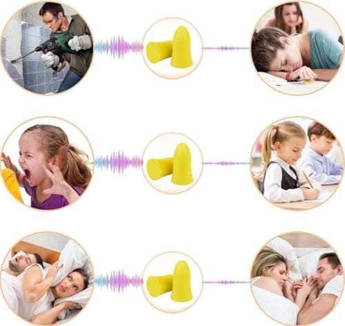 Soft Foam Ear Plugs, 37db SNR Noise Reduction Sponge Earplugs Noise Cancelling Ear Plugs for Sleeping, Travel, Concerts, Studying, Work, Loud Noise (Yellow, 30 Pairs) — view 5
