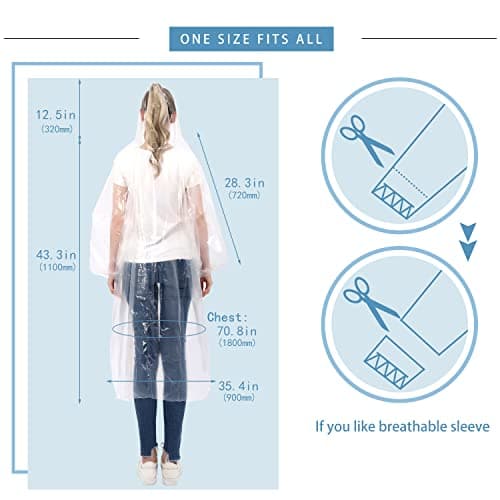 SWOGAA Disposable Rain Ponchos for Adults 6 Pack Extra Thick — view 6