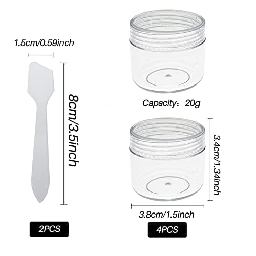 Small Plastic Containers with Lids 4PCS 20ml Wide Mouth Travel Pots for Toiletries Leakproof Sample Jars for Creams, Lotion, Cosmetics, Glitter Nail Art, Transparent — view 2