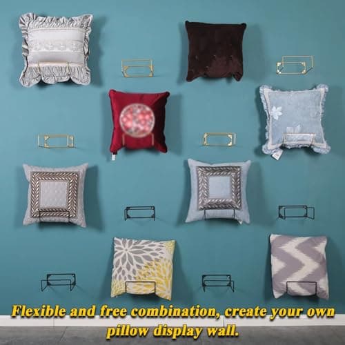 Pillow Organizer Holder,Wall Mounted Pillow Rack - 20 Pack Metal Cushion Display Shelf for Retail Stores, Home Textile, and Craft Exhibitions - Organize Throw Pillows (Black) — view 3
