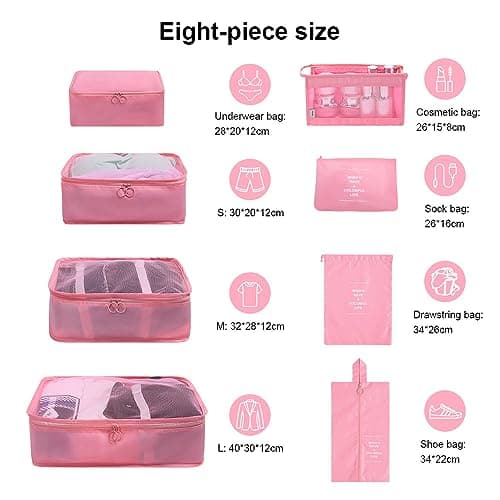 OSDUE Packing Cubes for Suitcase, 8PCS Travel Organiser Packing Bags, Travel Accessories Organizers Essentials, Clothes Shoes Cosmetics Toiletries Storage Bags — view 2