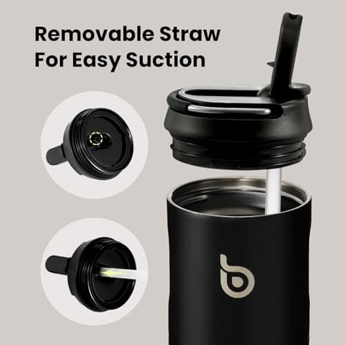 Bottle Bottle Stainless Steel Water Bottle 700ml with Straw and Lid Sports Insulated Metal Water Bottles with Handle(Black) — view 5