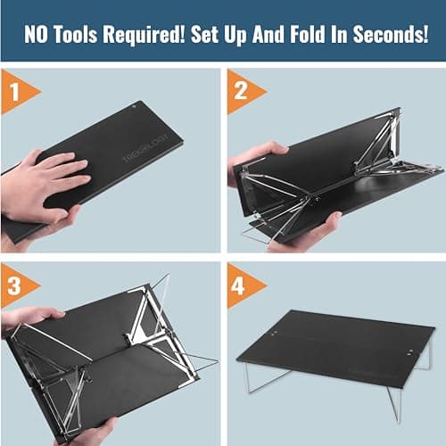 TREKOLOGY TALU Mini Camping Table – Compact, Portable, Folding Camp Table for Hiking, Backpacking, Beach, and Outdoor Use (Black) — view 3