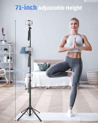 Avaspot 71" Phone Tripod with 2 LED Fill Lights & Removable Remote, All-in-One Extendable Selfie Stick Tripod for iPhone, Android & Camera, Ideal for Selfies, Vlogging & Video Recording — view 3