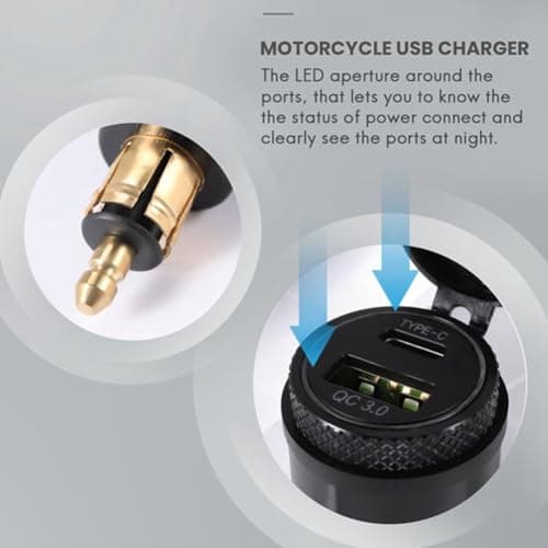 TOBEOME Motorcycle DIN Plug Waterproof Charger to QC3.0 USB Charger & Type C 30W Power Delivery Adapter Socket — view 5