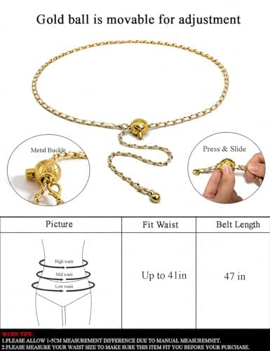 BEMYLV Leather Chain Belt Bag for Women Crossbody Waist Purse Fanny Pack Fashion Mini Handbag Detachable, A Gold, Small purse + 47" chain, Chain Belt Purse — view 4