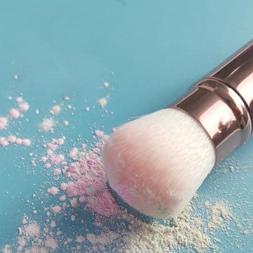 Retractable Mini Blush Brush with Cap Corrugated Silk Nylon Wool Metal — view 5