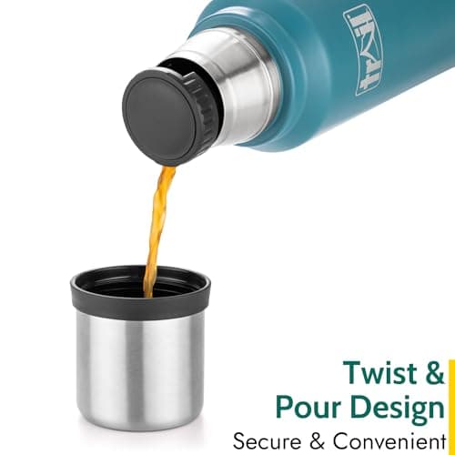 Trail Vacuum Flask with Handle, Camping & Travel, 1300ml, Teal — view 3