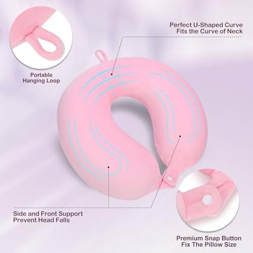Cirorld Inflatable Travel Pillow, Blow up Neck Pillow for Travel, Lightweight Inflatable Travel Pillow for Airplane with Eye Mask and Earplugs—Travel Essentials for Flying, Pink — view 5