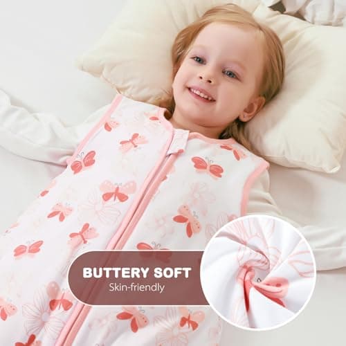 ToyaTec Baby Sleeping Bag with feet Super soft Rayon Made from Bamboo,Children's Bamboo fiber Sleeping Bag 2.5 Tog Autumn Winter Sleeping Blanket(Pink,M) — view 5
