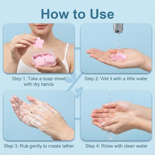JOVIA Portable Petal Hand Soap Sheets 300PCS, Mini Disposable Scented Hand Soap Sheet with 3 Scents, Dissolving Soap Paper Set for Unisex Women Men Kids Camping Hiking Outdoor Travel Daily Use — view 4
