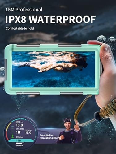 Lanhiem Diving Waterproof Phone Case, [Upgrade&Universal] Underwater for Photo Video Outdoor Swimming Snorkeling Surfing for iPhone Galaxy Huawei Series Smartphones (Teal) — view 2