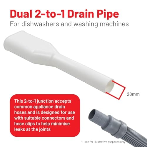 Reliapart 2-to-1 Drain Outlet Hose Connector for Dishwashers and Washing Machines Compatible for Universal Fit Durable Plastic Y Splitter Adaptor 32mm/40mm Tails 484000008439 Waste Pipe Joiner — view 4