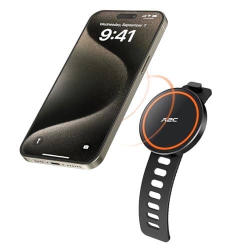 A2C Gym Fitness Phone Mount Car Mount for Magsafe, Magnetic Phone Holder for Gym, Home Fitness Bikes, Workout Equipment, Stroller and Cart Handlebars Compatible with 4.7-6.5" Smartphones