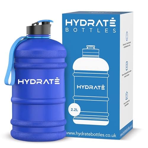 HYDRATE XL Jug 2.2L Water Bottle - Big Water Bottle with Integrated Handle and Nylon Strap - BPA-Free, Leak Proof Pop Cap Sports Bottle for Gym, Travel and Daily Hydration - Frosted Blue