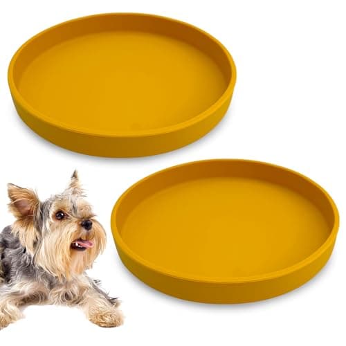 Apatal Cat Feeding Bowls Set 2 Pack Silicone Dog Bowls Non Slip Pet Food and Water Dish for Dry Food and Wet Food Durable Dog Plates for Indoor Cats Small Dogs Puppies Yellow