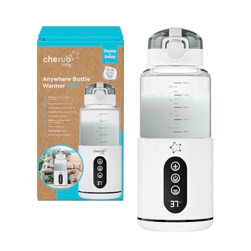Cherub Baby Anywhere Portable Baby Bottle Warmer | 300ml Cordless Travel Milk Warmer with Borosilicate Glass | Fast Rechargeable Battery-Operated Baby Bottle Heater