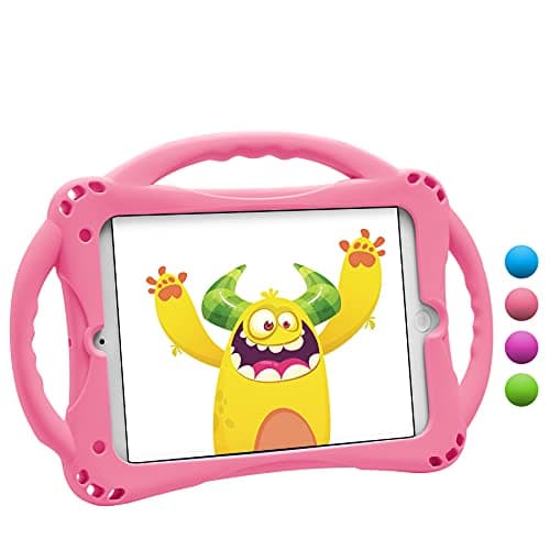 TopEsct Kids Case for 7.9 inch iPad Mini 5th/4th/3rd/2nd/1st Gen (Old Model) Silicone Shockproof Protective Cover with Built-in Handle Stand and Strap (Pink)