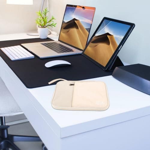 HOMSFOU Travel Cable Organizer Bag for Men Women Teens Electronics Storage Case with Multiple Compartments for Chargers Cords USB Cables Power Adapters Hard Drives Memory Cards Beige — view 5
