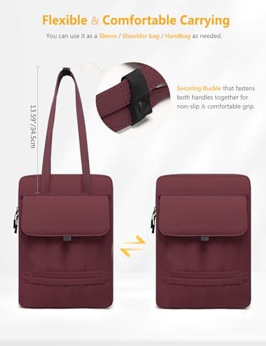 HYZUO 15-16 Inch Puffy Laptop Case Sleeve Padded Handbag, Wine Red — view 4