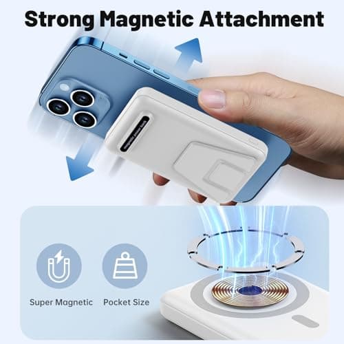 YAGOPAL Power Bank 10000mAh Fast Charging PD 22.5W Wireless Portable Charger with Foldable Stand and LED Display Magnetic Battery Pack for iPhone 16/15/14/13/12 Mini Pro/Pro Max — view 3