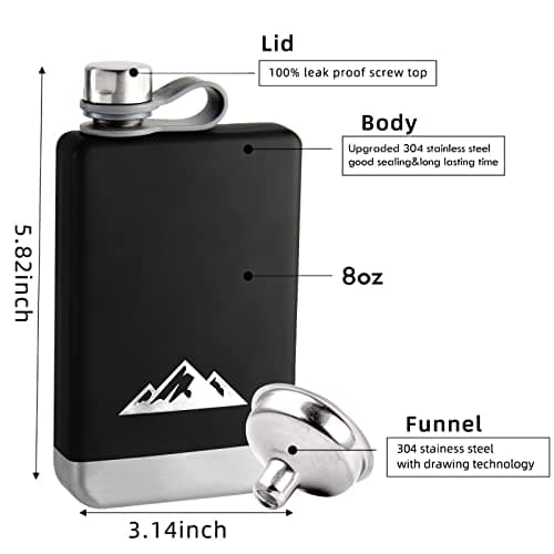 KWANITHINK Stainless Steel Hip Flask 8oz — view 2