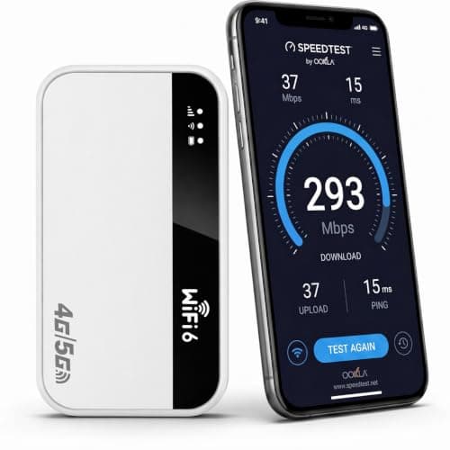 5G Portable WiFi 6 Router, 3000mAh Battery, SIM-Free, Up to 15 Devices