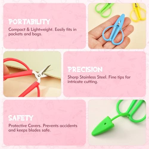 Yuerme 4 Pack Mini Scissors with Protective Caps,8.5cm Portable Small Scissors for Travel,Sharp Stainless Steel Embroidery Sewing Scissors for Crafts,Thread,Yarn,Hand Luggage Safe,Multi-Colour — view 3