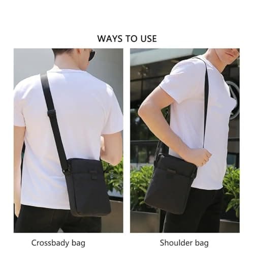 Men's Bags Light Canvas Shoulder Bag For 7.9' Tablet Casual Crossbody Waterproof Business bag For Travel(Black) — view 5
