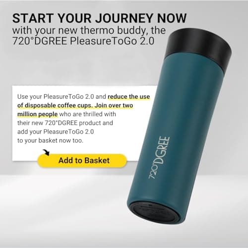 720°DGREE Travel Mug 460ml “PleasureToGo 2.0“ - Choose from 3 Sizes, 6h Hot, 12h Cold, Leakproof, 360° Drinking, BPA-Free, Hygienic - Slim Stainless Steel Thermo Cup for Coffee, Tea to Go - Black — view 6