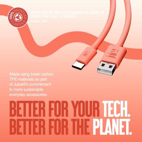 Juice USB Type C 3m Charger and Sync Cable for Samsung Galaxy S20, S10, S9, S8, S20 Plus, Huawei P30, P20, Sony, Apple Ipad 2020, Pro 2020, Air 2020 - Coral — view 5