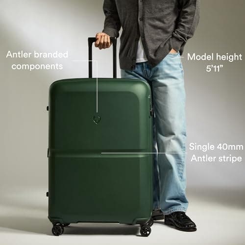 ANTLER - Single Stripe Hard Shell Large Suitcase - Durable, Lightweight & Expandable, 4 Spinner Wheels - Adjustable Handle, TSA Lock, 81.3cm - Green — view 4