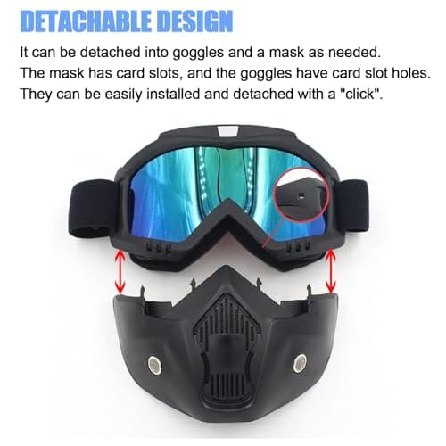 VJK Bike Goggles - Removable Face Mask, Motion Goggles for Riding, Dirt, Ski, ATV, Motocross, Racing, Windproof, Fog-Proof, Warm for Adults — view 2