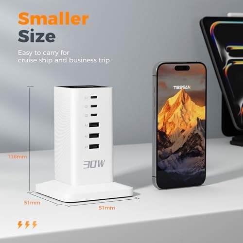 TESSAN 30W USB Charging Station, 6-Port Multi USB Charger with 2m Cord — view 4