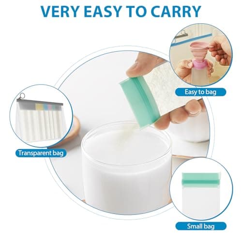 VAVPUP Protein Powder Travel Container Set,PEVA Reusable Protein Container with 2/3 Large Bags,14/21 Powder Bags,1 Spoon,1Funnel,2/3 Label Stickers for Fitness Enthusiasts,Travelers(20pcs) — view 3