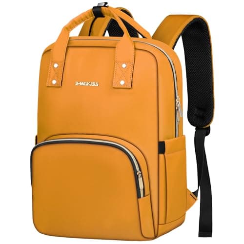 Z-MGKISS Travel Laptop Backpack for Women, Lightweight Casual Daypack, Rucksack Bag 15.6 Inch, Stylish Women Work Backpack for Travel Business College, Gifts for Ladies Teacher Nurse, Yellow