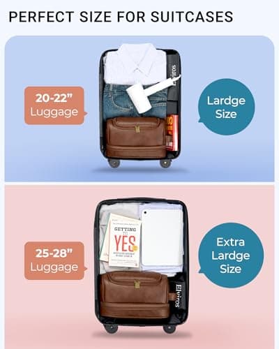 Elviros Large PU Hanging Toiletry Bag for Men Double-Layer, Dark Brown — view 4