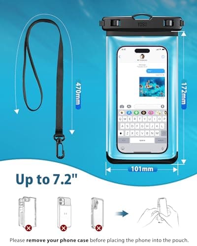 YOSH Waterproof Phone Pouch [Side Button Friendly] 2 Pack, Fits Up to 7.2" — view 5