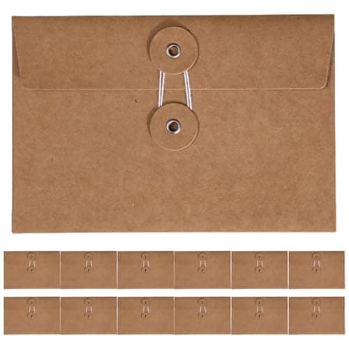 20pcs Reusable Kraft Paper Filing Envelopes with String Closure Brown