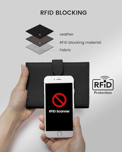 Karmiir RFID Blocking Leather Passport Wallet, Compact Travel Wallet for Women & Men, Black, 9 Compartments, 3 Card Slots, Zippered Coins Pocket, Slim & Portable, Unisex-Adults, Gift Option — view 4