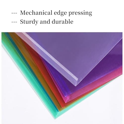 A4 Plastic Wallets 7PCS Folders Waterproof Plastic Wallet Transparent Colours with Button Storage and Organization Office Supplies — view 3
