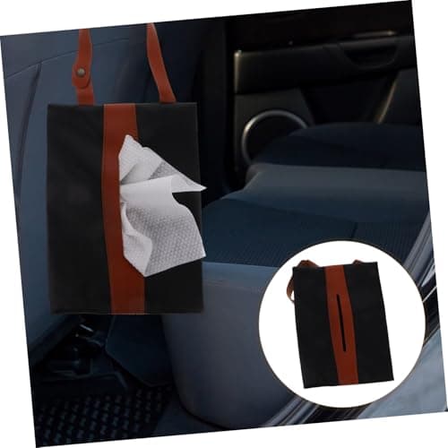 TOYZFRIENDY Car Tissue Holder Reusable Travel Tissue Box Holder for Car Backseat Hanging with Easy Install Pu Leather Elegant Design — view 6