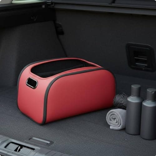 Gralara Trunk Organizer Box Luxury Feel Car Storage Box Multi-Layer Material Automotive Accessory for Road Trip, Orange — view 3