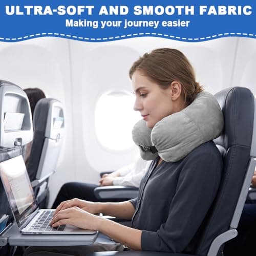Adiwo Multifunctional Stuffable Travel Pillow, Travel Pillow Stuffable with Clothes, Soft Stuffable Neck Pillow, Fillable for Extra Luggage with Adjustable Straps, for Airplane Camping Train, Gray — view 6