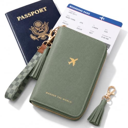 Vellichor Europe Olive Green Passport Wallet with RFID Blocking, for Cash/Cards/Boarding Pass, Travel Holder with Strap, Zip, Organiser with Card Slots, Cash Pocket & ID Window — view 6
