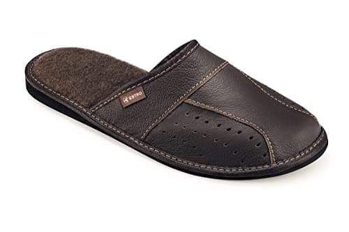 ESTRO Men's Leather Mules - Men's House Slippers (10 UK, Brown) — view 4