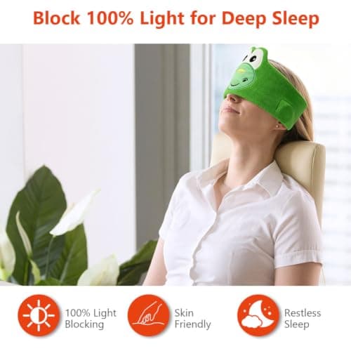 OFFCUP Sleep Headphones, Headband Headphones, Soft Bluetooth Headset Hi-Fi Stereo Super Bass Music Headphones for Men Women Office Nap Travel Yoga Workout Meditation（Green Dinosaur） — view 6