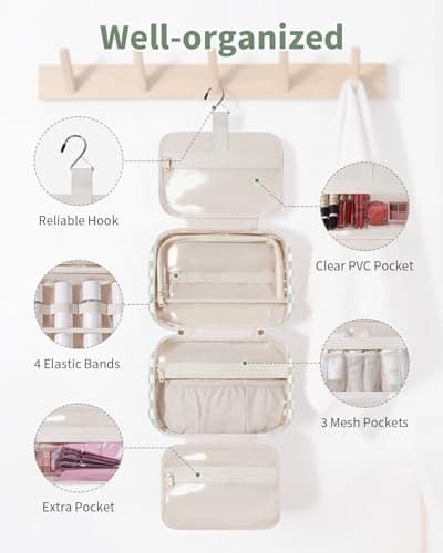 Narwey Large Hanging Toiletry Bag for Women, Travel Wash Bag for Toiletries — view 2