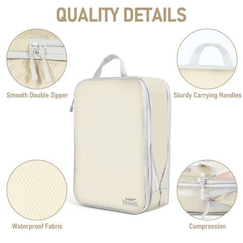 Compression Packing Cubes for Travel, Travel Essentials Luggage Organizer bags for Suitcase, Durable Compression Travel Packing Cubes for Carry on Backpack — view 4