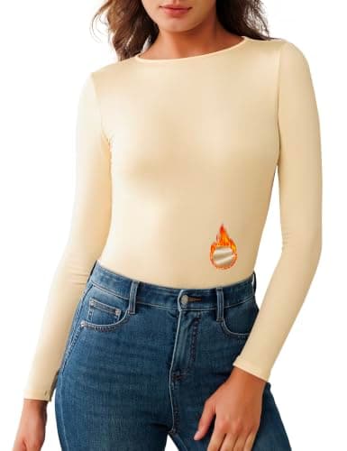 Harlamvar Ladies Long Sleeve Tops Outdoor Workout Fitted Base Layer Shirt
